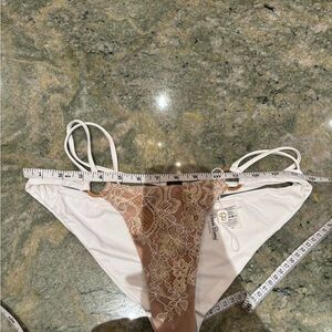 Beach Bunny Beige Lace Front-Panel Bikini Bottom with White Sides
